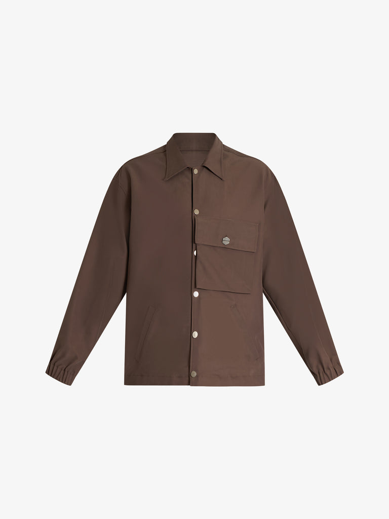 DARK LABEL camicia con tasca applicata uomo marrone