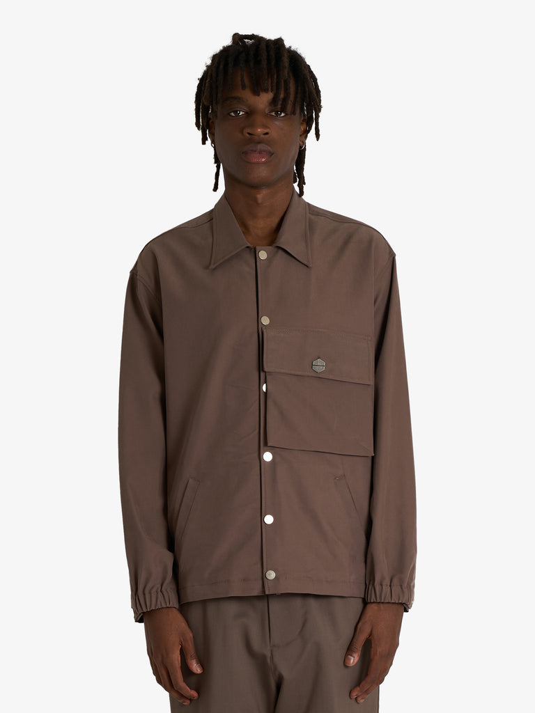 DARK LABEL camicia con tasca applicata uomo marrone