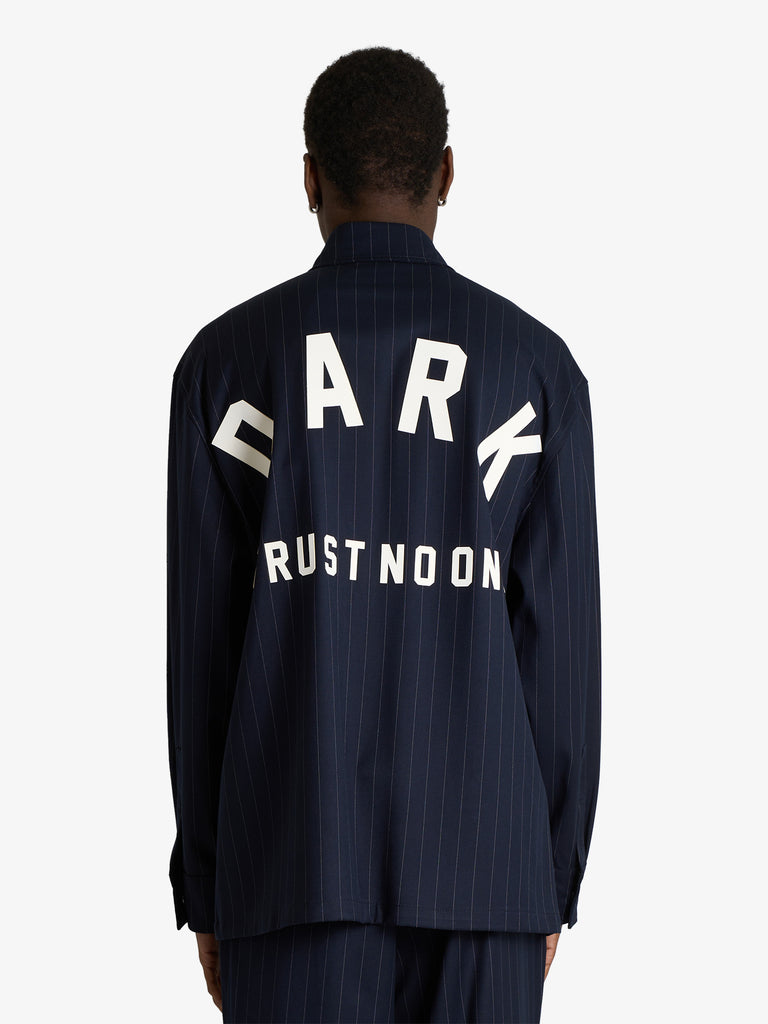 DARK LABEL camicia over con stampa uomo blu lana