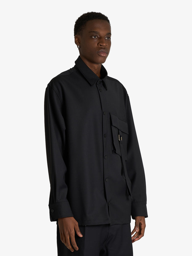 DARK LABEL camicia over con stampa uomo nero lana