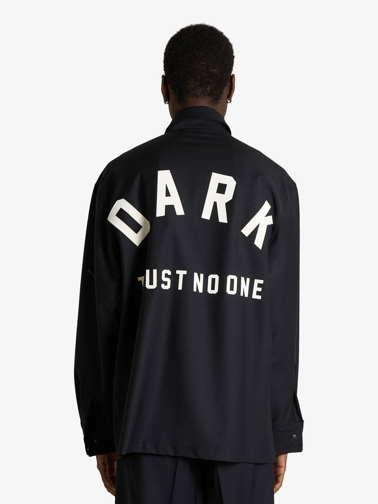 DARK LABEL camicia over con stampa uomo nero lana