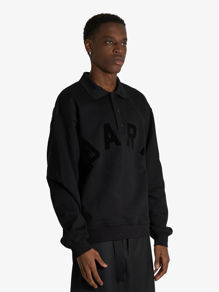 DARK LABEL polo maniche lunghe ricamo dark uomo nero jersey