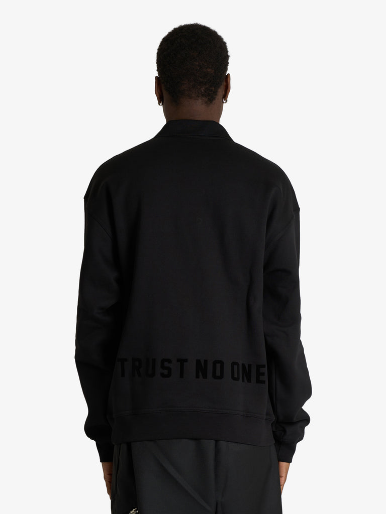 DARK LABEL polo maniche lunghe ricamo dark uomo nero jersey