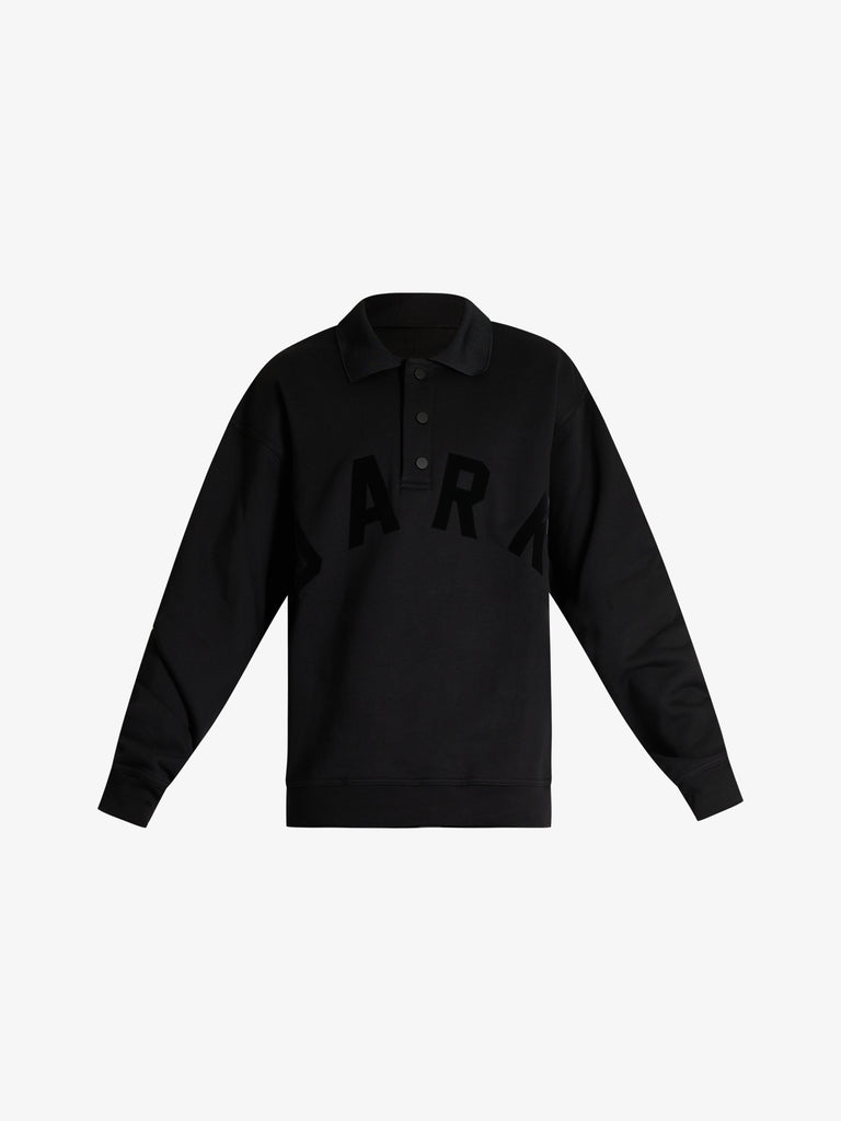 DARK LABEL polo maniche lunghe ricamo dark uomo nero jersey