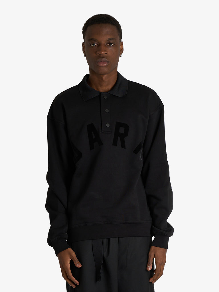 DARK LABEL polo maniche lunghe ricamo dark uomo nero jersey