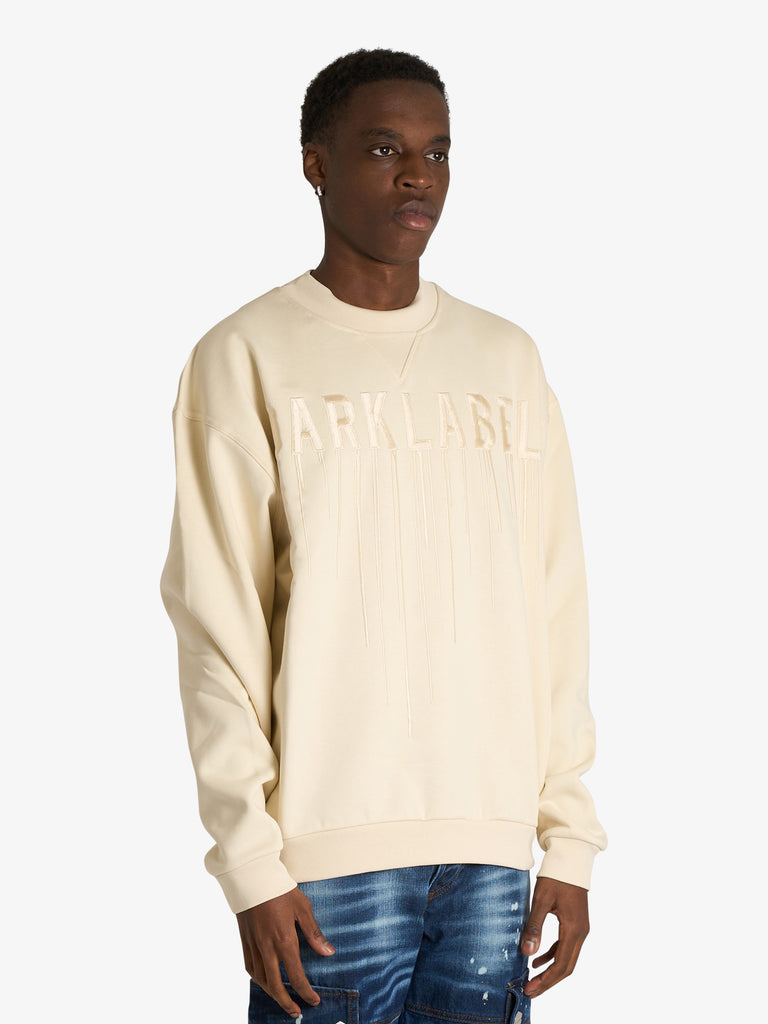 DARK LABEL felpa girocollo ricamo dark uomo beige jersey