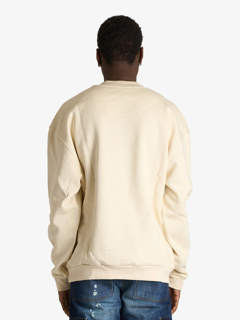 DARK LABEL felpa girocollo ricamo dark uomo beige jersey