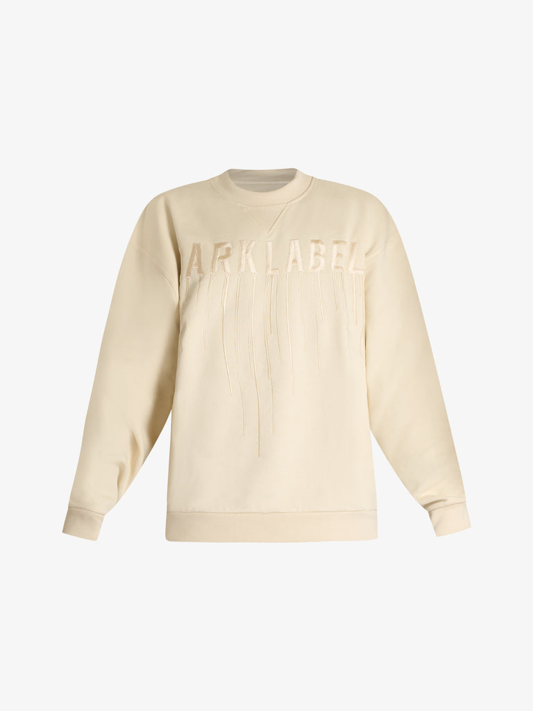 DARK LABEL felpa girocollo ricamo dark uomo beige jersey