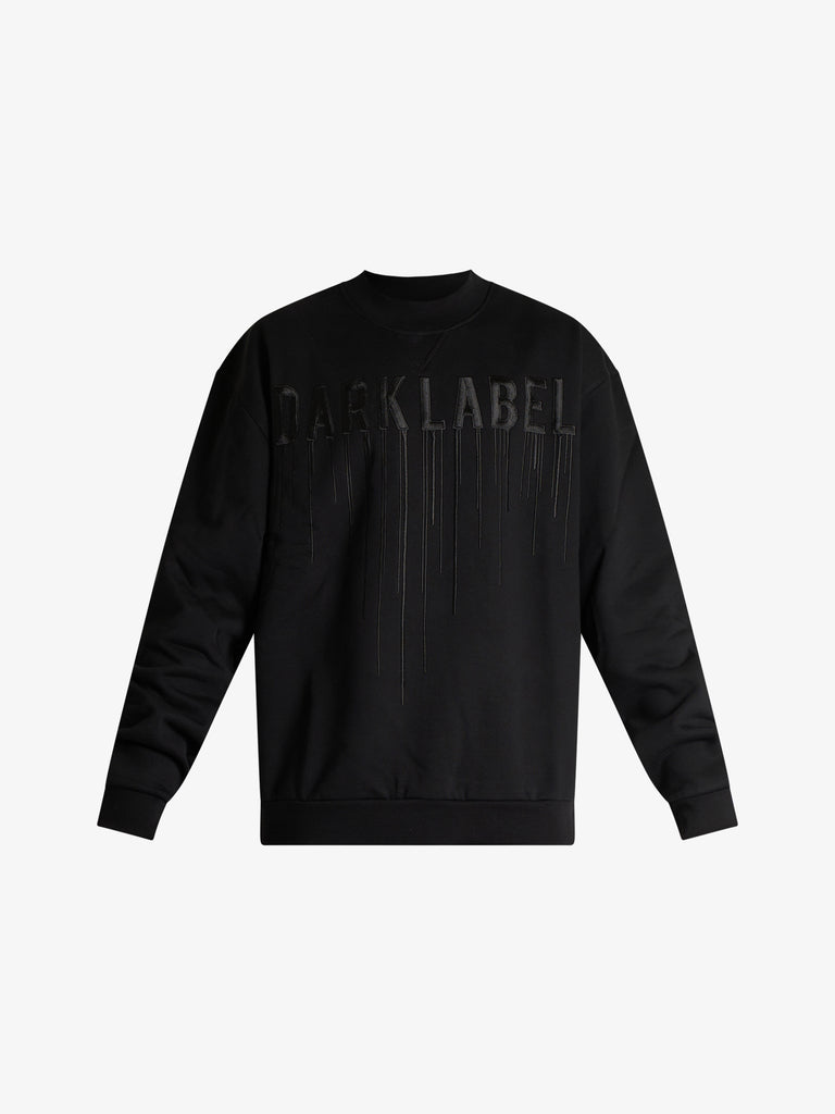 DARK LABEL felpa girocollo ricamo dark uomo nero jersey