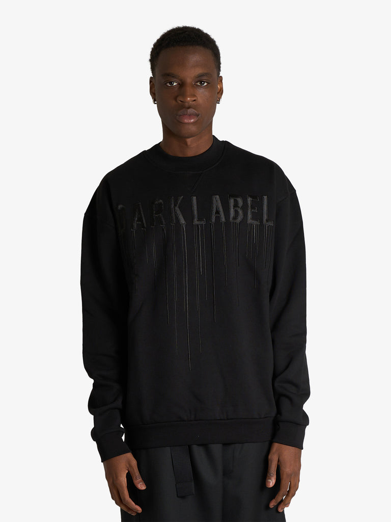 DARK LABEL felpa girocollo ricamo dark uomo nero jersey