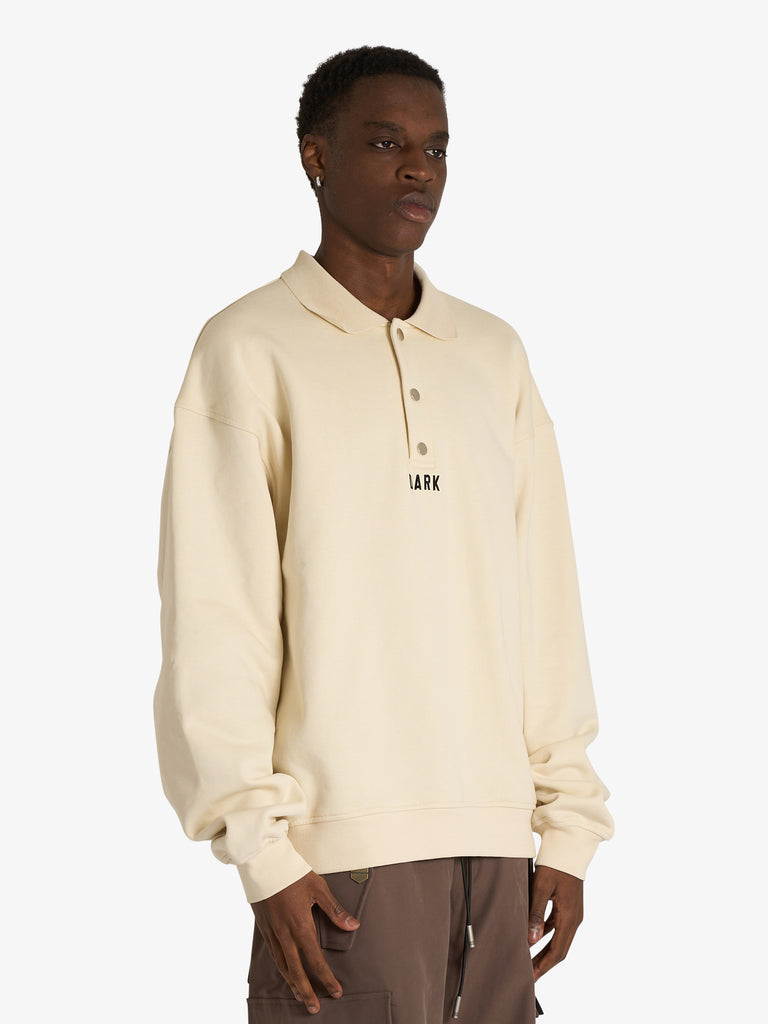 DARK LABEL felpa girocollo ricamo dark uomo beige jersey