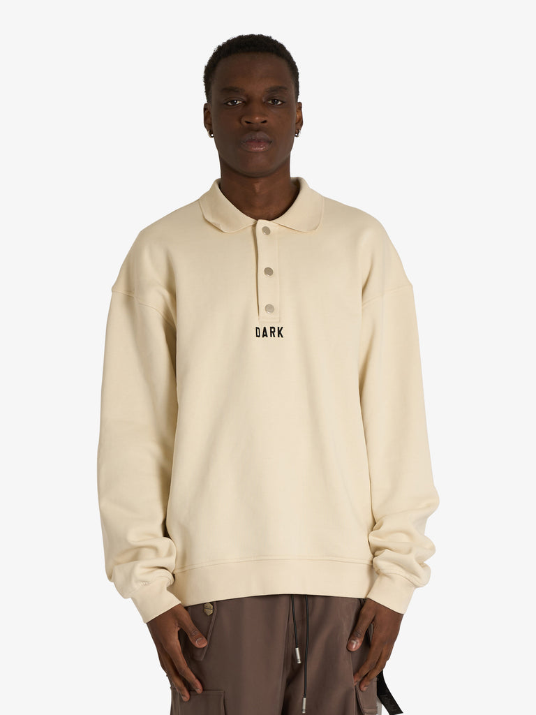 DARK LABEL felpa girocollo ricamo dark uomo beige jersey