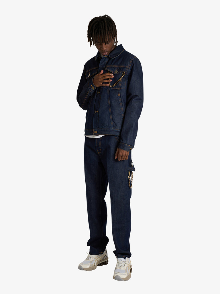 DARK LABEL giubbotto con applicazioni uomo denim