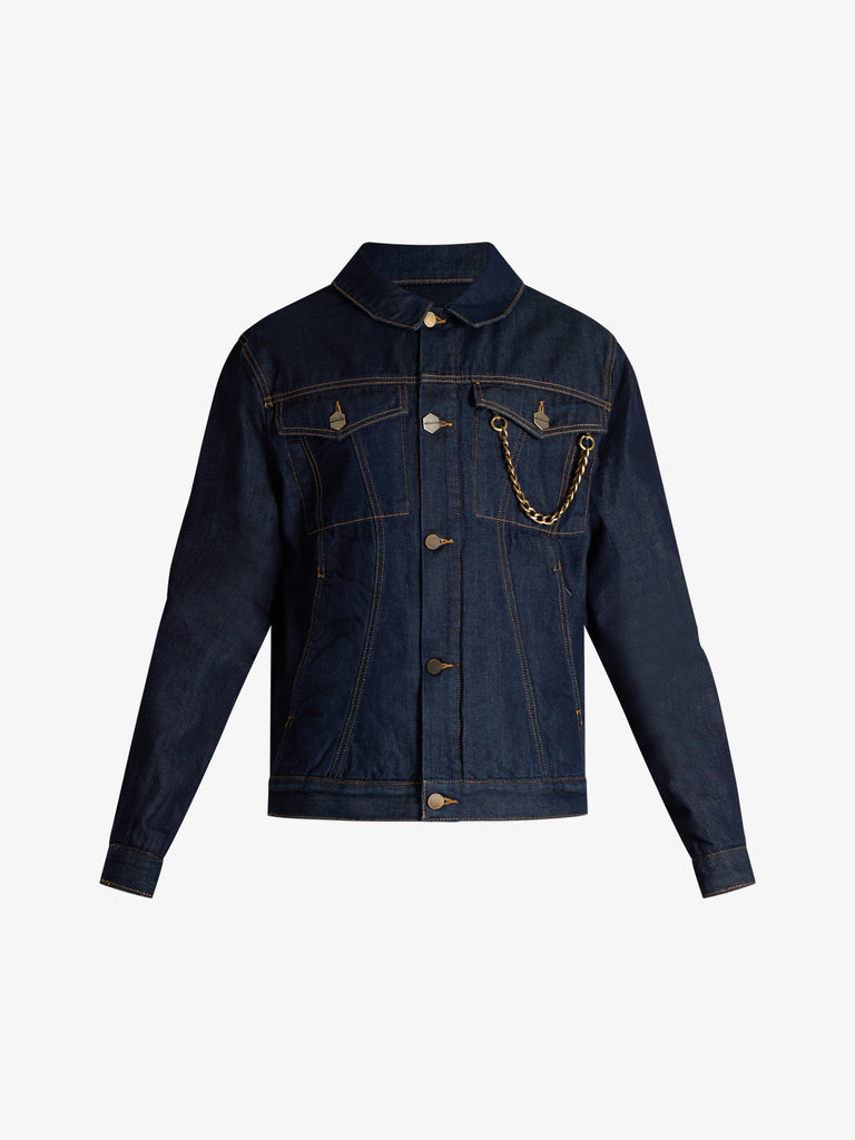 DARK LABEL giubbotto con applicazioni uomo denim