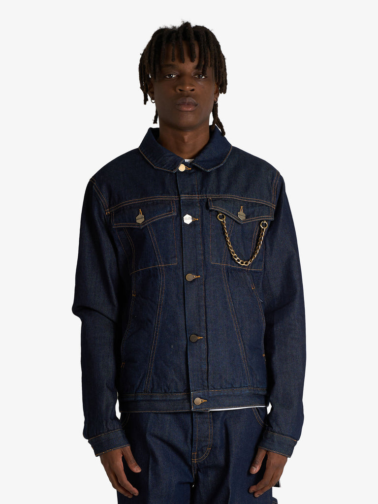 DARK LABEL giubbotto con applicazioni uomo denim