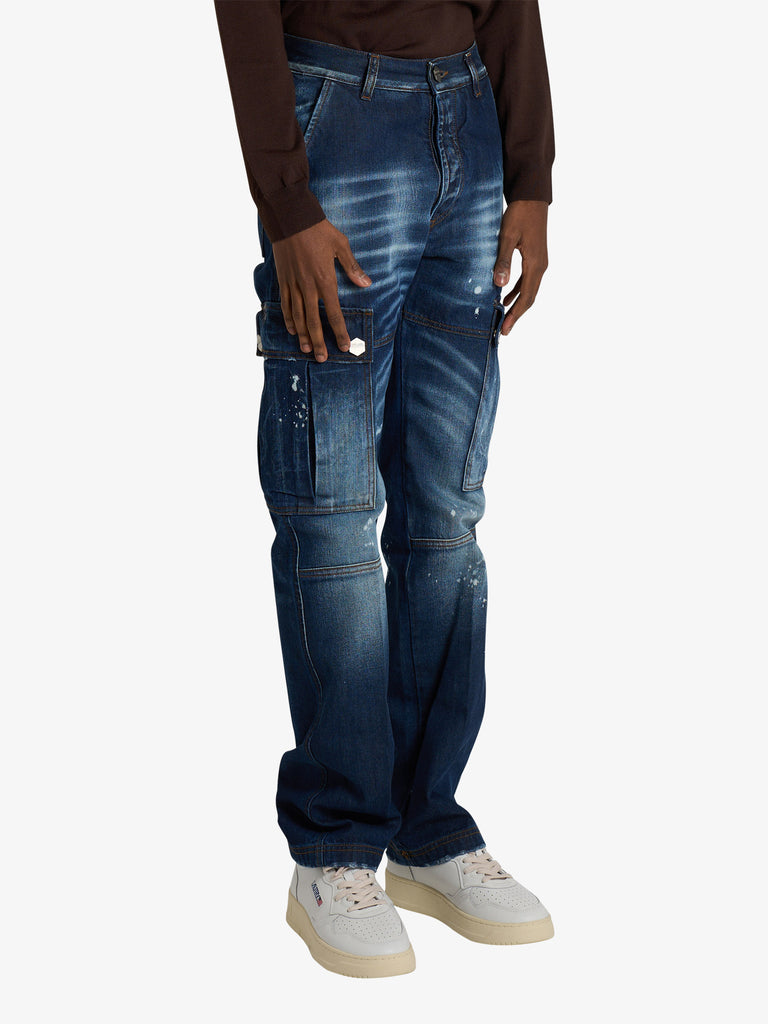 DARK LABEL jeans con tasconi uomo denim cotone
