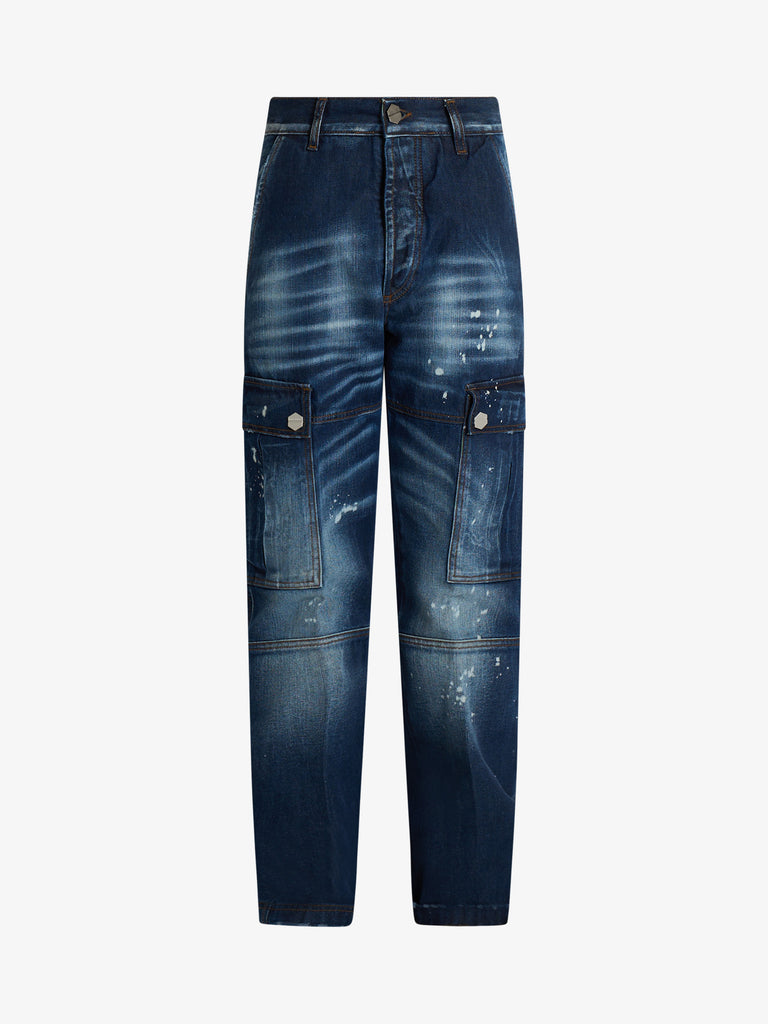 DARK LABEL jeans con tasconi uomo denim cotone