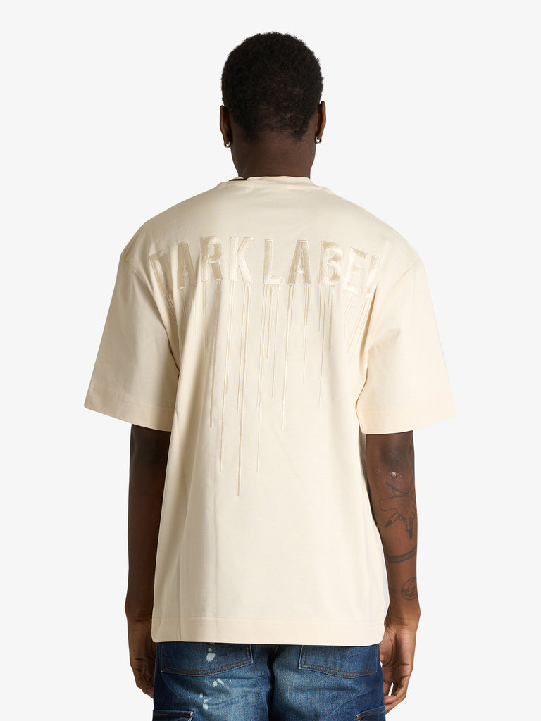 DARK LABEL t-shirt con stampa uomo beige cotone