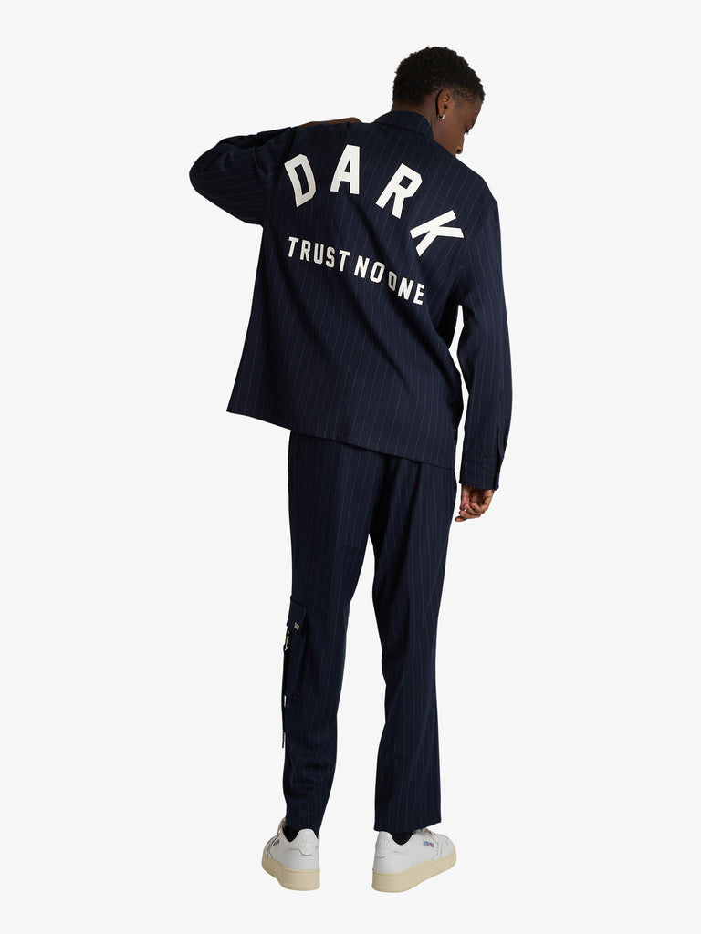 DARK LABEL pantalone over con stampa uomo blu lana