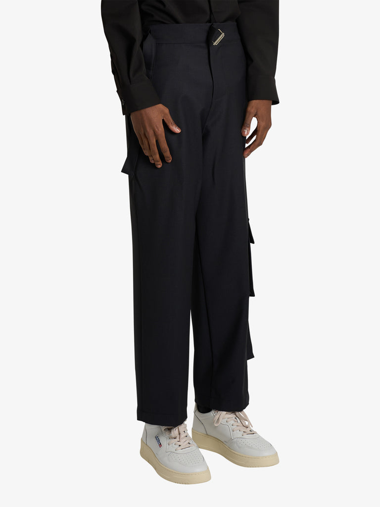 DARK LABEL pantalone over con stampa uomo nero lana