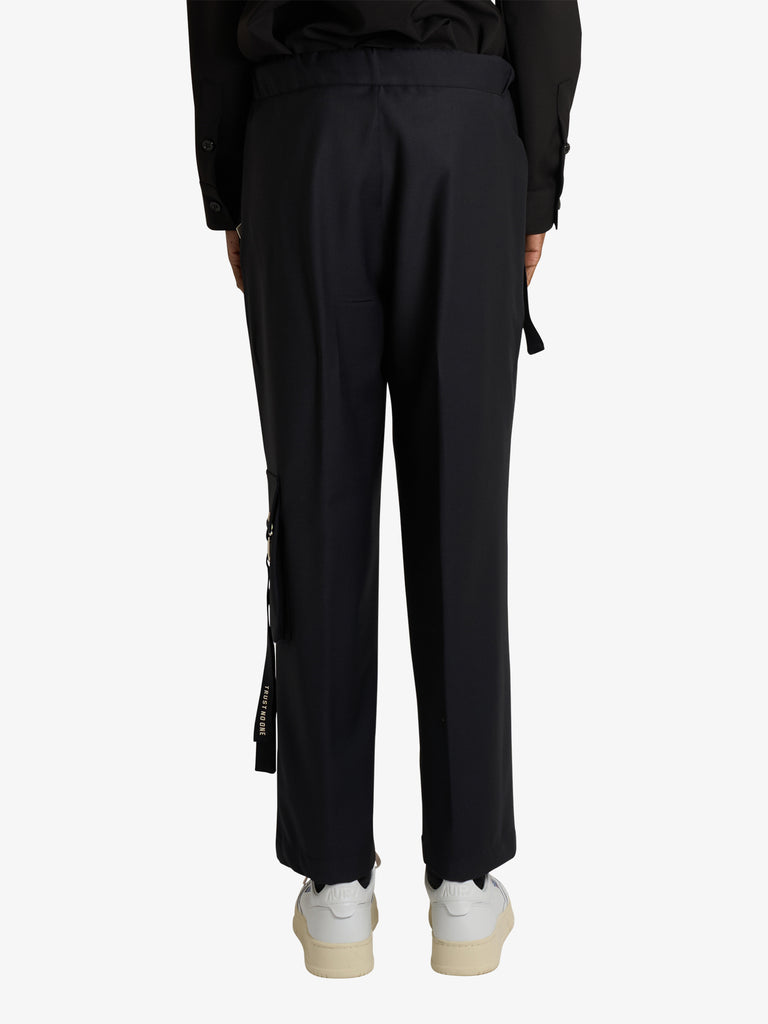 DARK LABEL pantalone over con stampa uomo nero lana