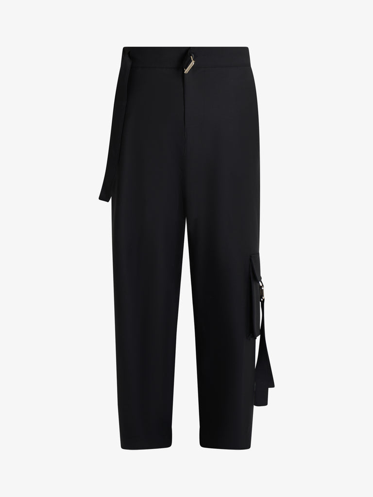 DARK LABEL pantalone over con stampa uomo nero lana