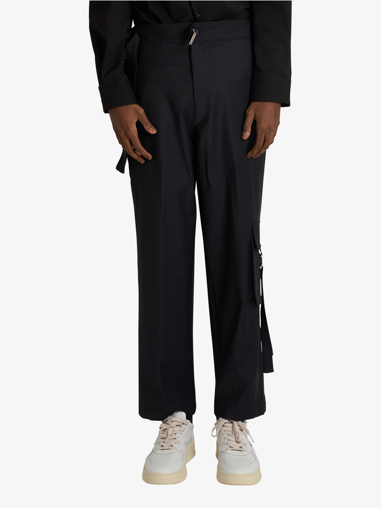 DARK LABEL pantalone over con stampa uomo nero lana