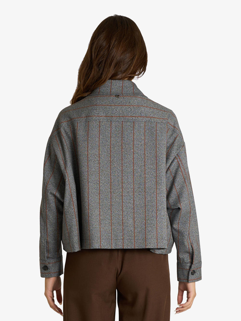 DIXIE blazer cropped a righe donna grigio