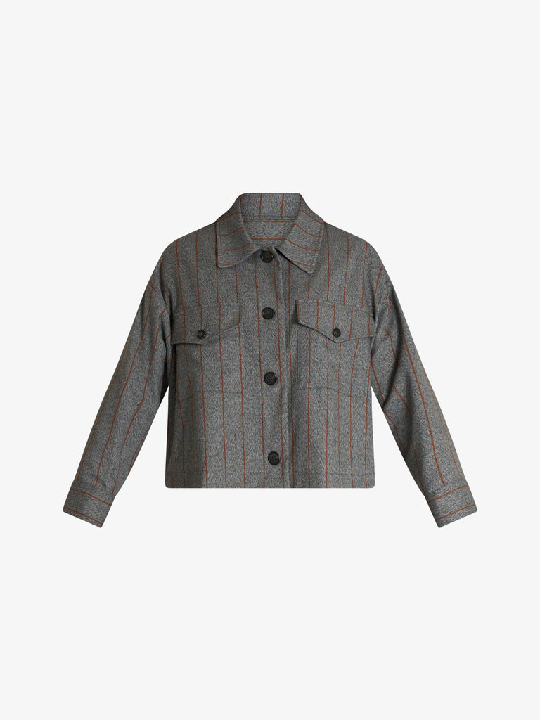 DIXIE blazer cropped a righe donna grigio