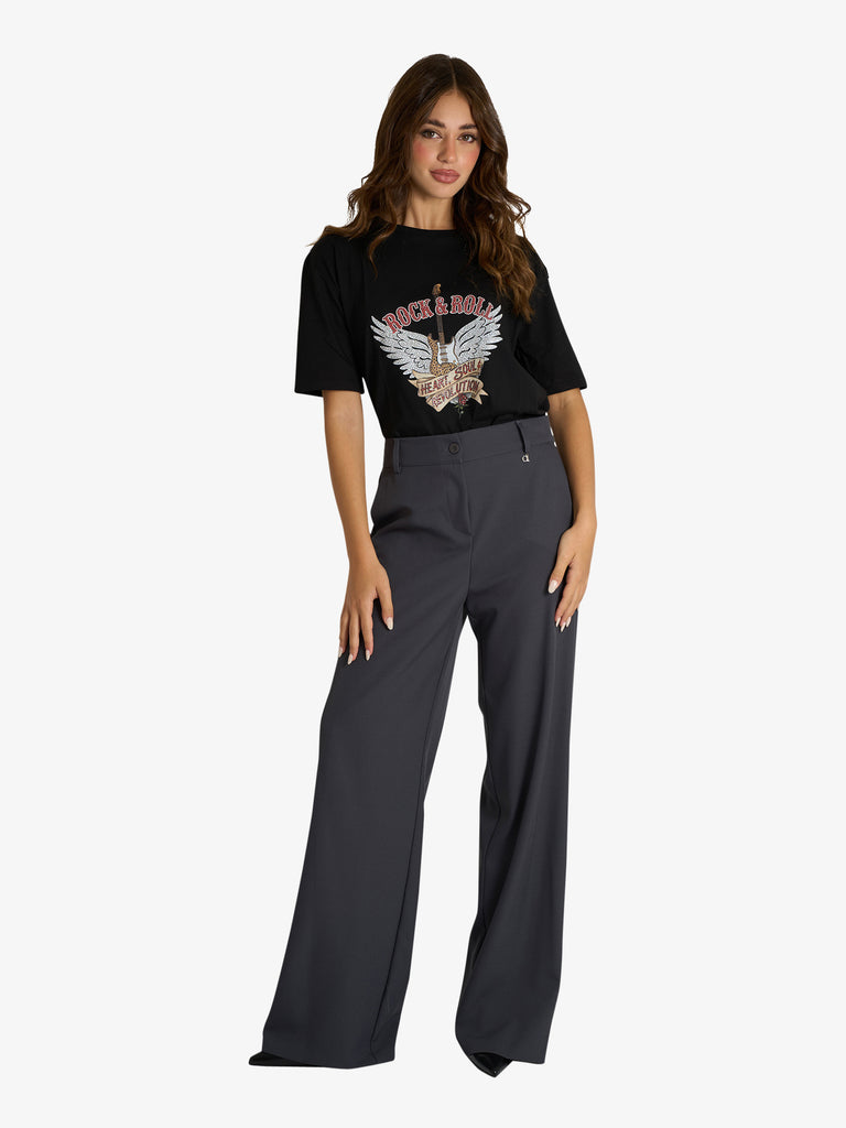 DIXIE pantalone ampio con vita alta donna grigio