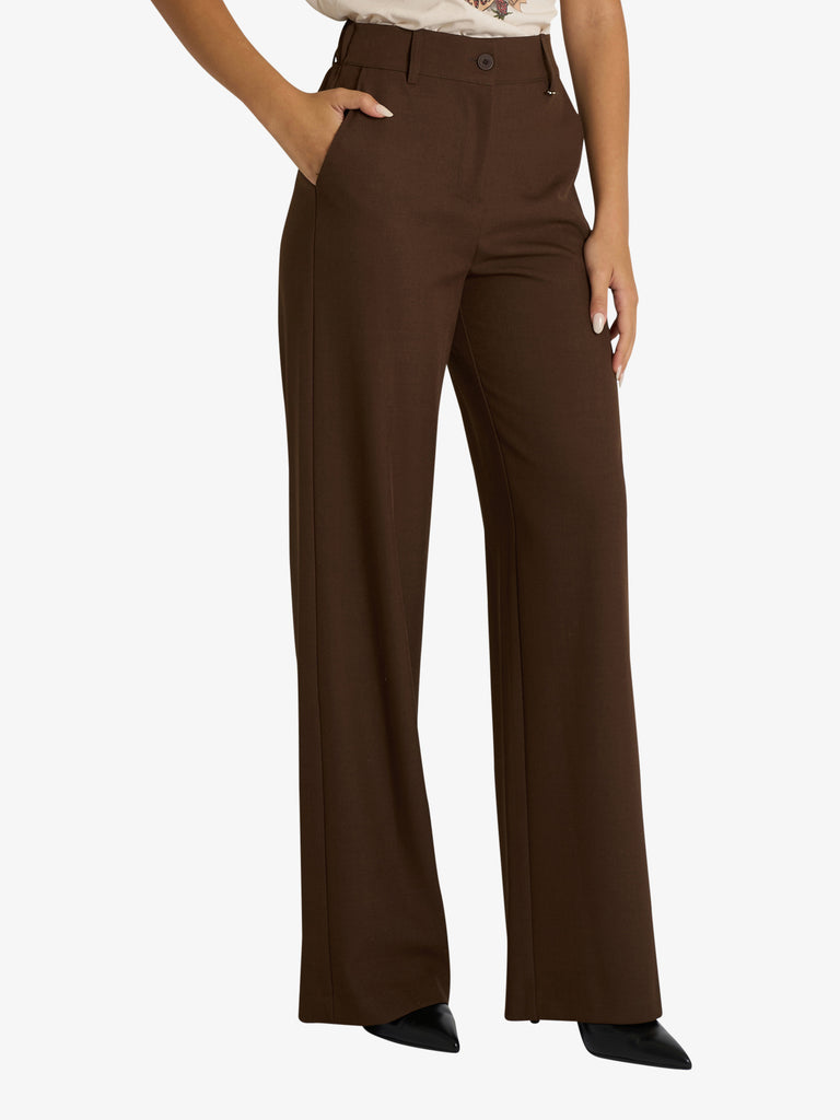 DIXIE pantalone ampio con vita alta donna marrone