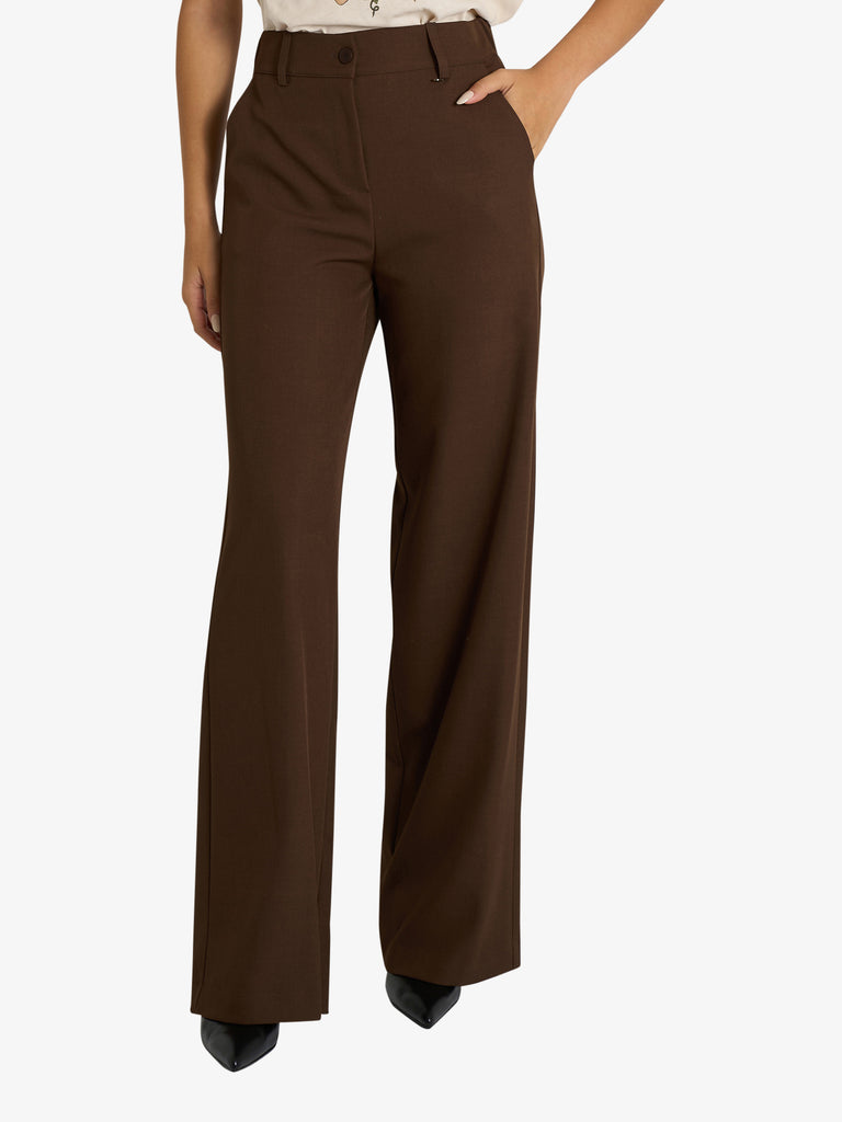 DIXIE pantalone ampio con vita alta donna marrone