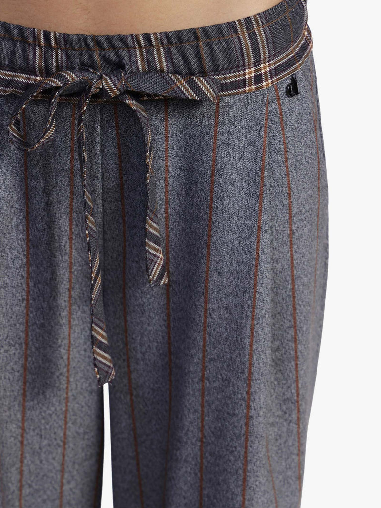 DIXIE pantalone palazzo a righe con vita alta e cintura donna grigio
