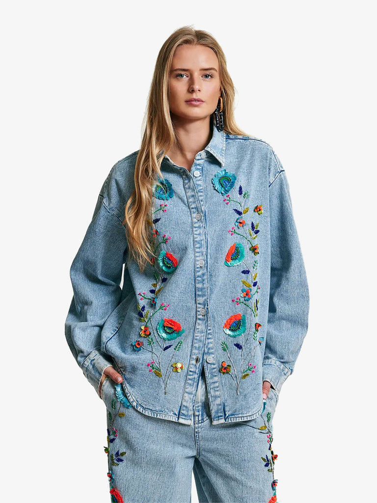ESSENTIEL ANTWERP camicia icksonville con applicazioni floreali di paillettes donna