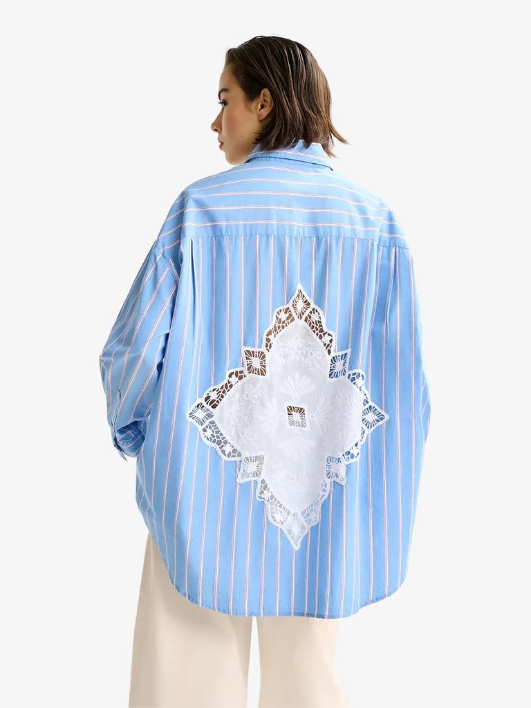 ESSENTIEL ANTWERP camicia identical con inserti in pizzo donna azzurro