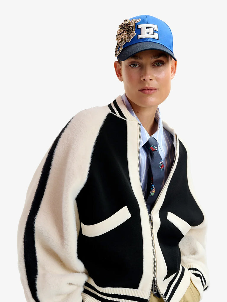 ESSENTIEL ANTWERP cardigan idol con inserti in pelliccia donna nero