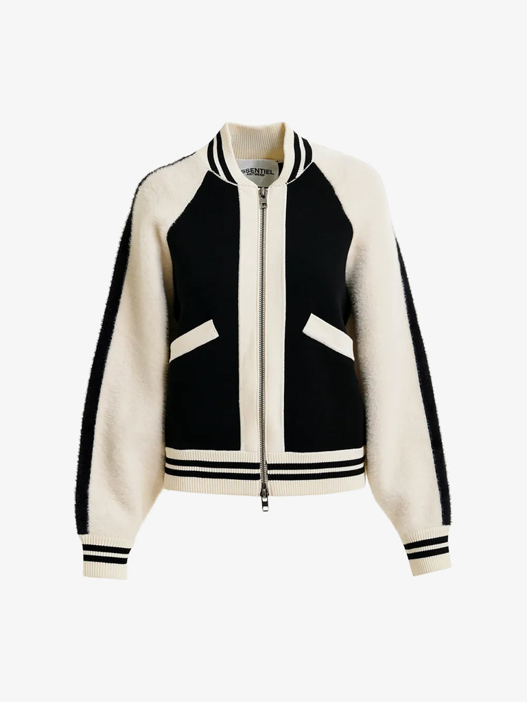 ESSENTIEL ANTWERP cardigan idol con inserti in pelliccia donna nero