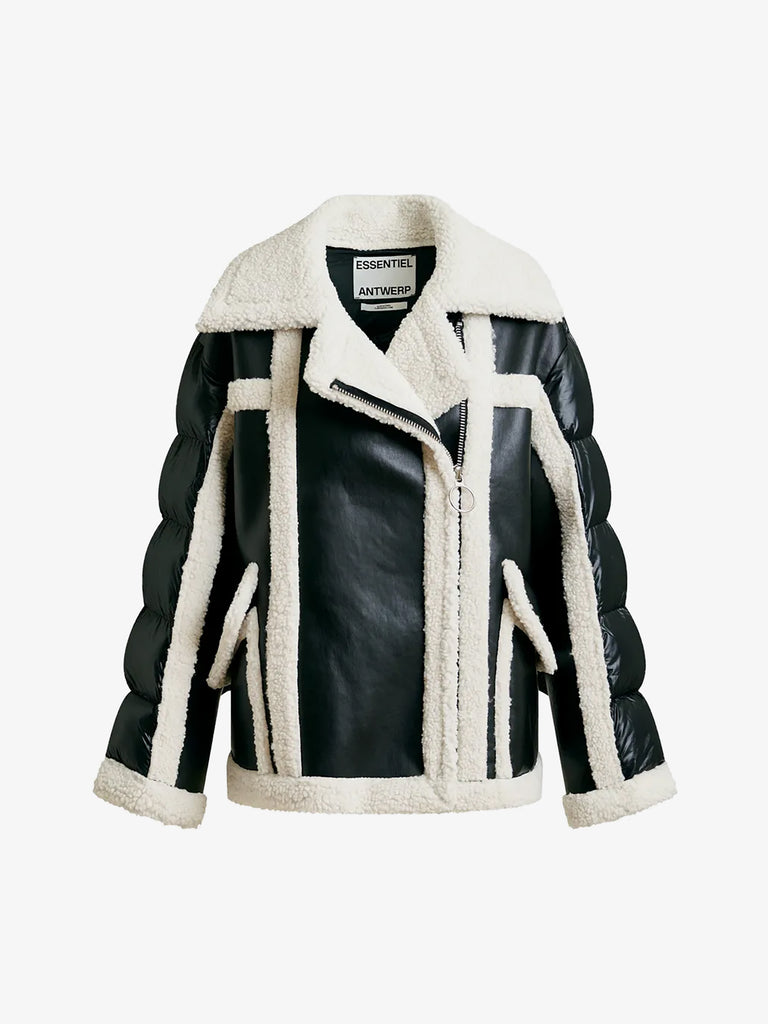 ESSENTIEL ANTWERP giubbotto ifie in montone ecologico donna nero