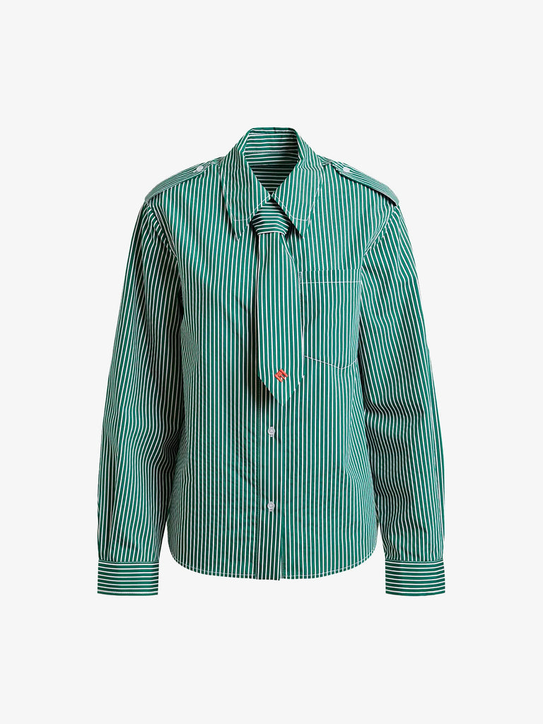 ESSENTIEL ANTWERP camicia igold con cravattino rimovibile donna verde