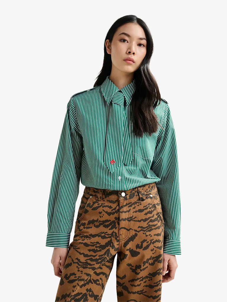 ESSENTIEL ANTWERP camicia igold con cravattino rimovibile donna verde