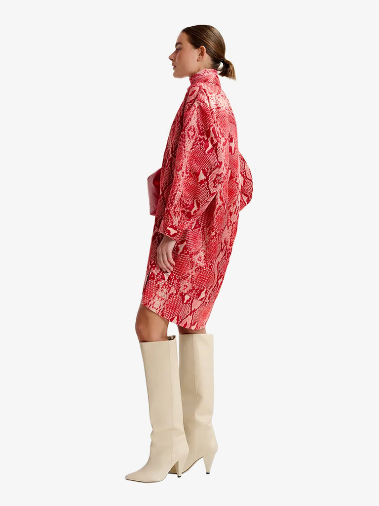 ESSENTIEL ANTWERP abito corto lluminata con stampa a serpente donna rosso