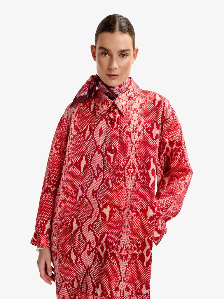 ESSENTIEL ANTWERP abito corto lluminata con stampa a serpente donna rosso