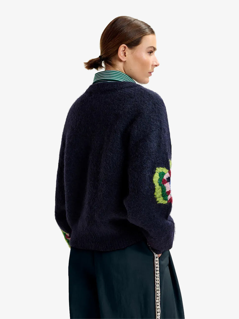 ESSENTIEL ANTWERP maglia a maniche lunghe impossible2 con fiori ricamati donna blu acrilico