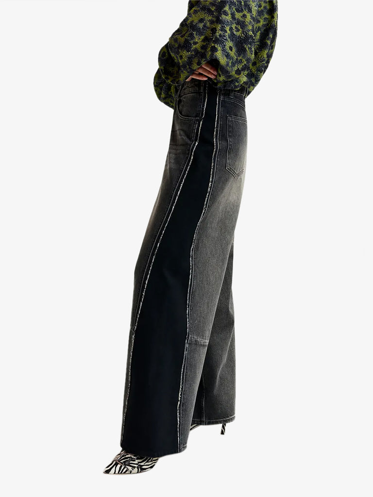 ESSENTIEL ANTWERP jeans industrioss2 con pannello a contrasto donna nero