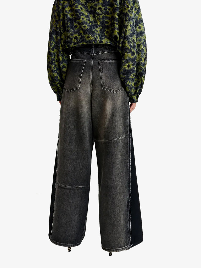 ESSENTIEL ANTWERP jeans industrioss2 con pannello a contrasto donna nero