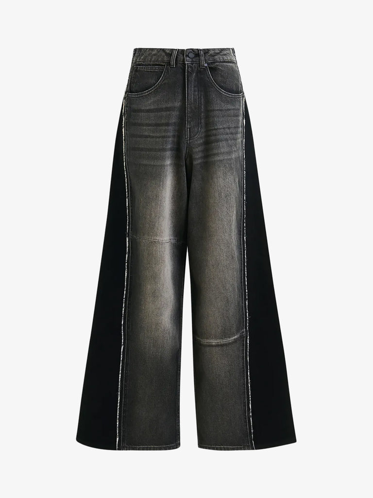 ESSENTIEL ANTWERP jeans industrioss2 con pannello a contrasto donna nero