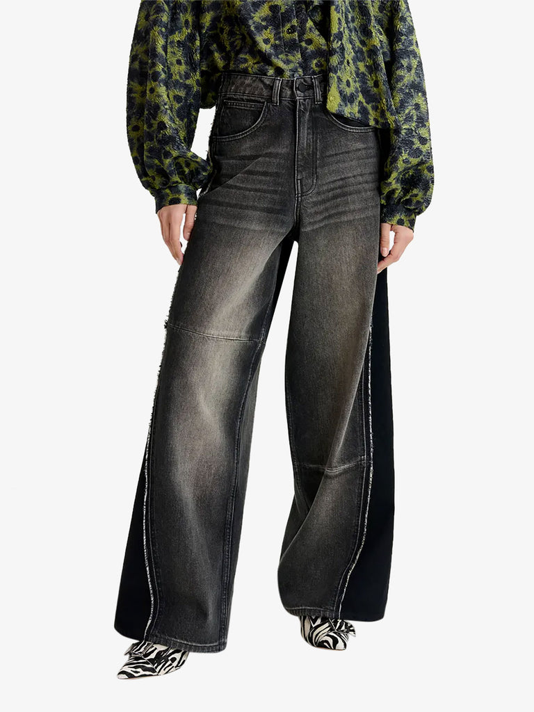 ESSENTIEL ANTWERP jeans industrioss2 con pannello a contrasto donna nero