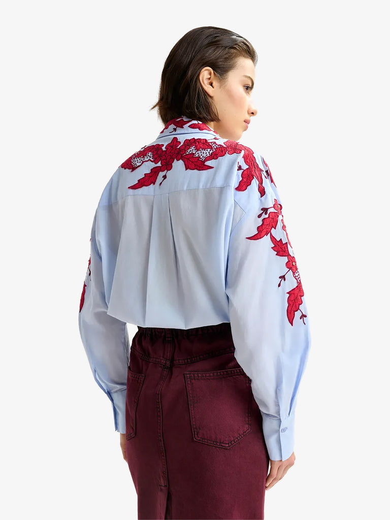 ESSENTIEL ANTWERP camicia inglewood ricamata con applicazioni donna azzurro