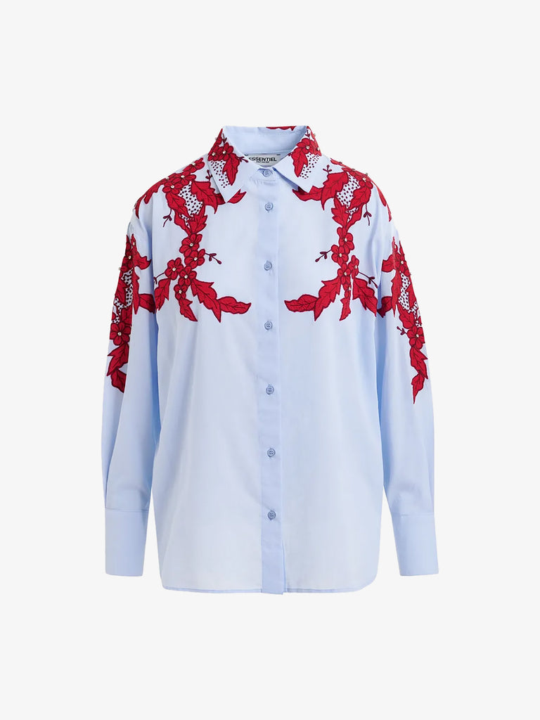 ESSENTIEL ANTWERP camicia inglewood ricamata con applicazioni donna azzurro