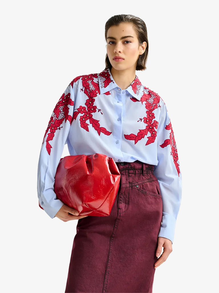 ESSENTIEL ANTWERP camicia inglewood ricamata con applicazioni donna azzurro